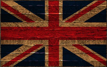 Great britain flag painted on old wood background. Vector illustration