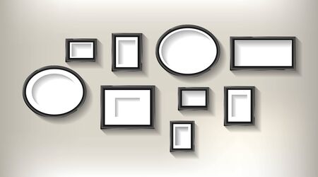 A set of silver photo frames. On a pastel background. Vector illustrationのイラスト素材