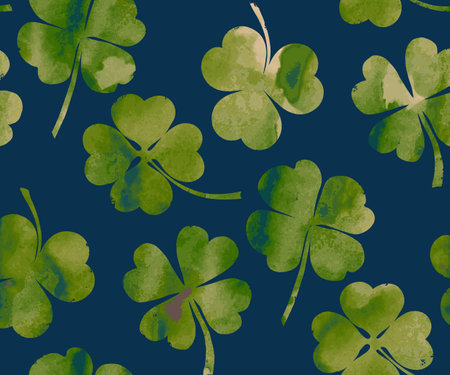 Vector seamless pattern with grunge clover on dark background. vector illustrationのイラスト素材