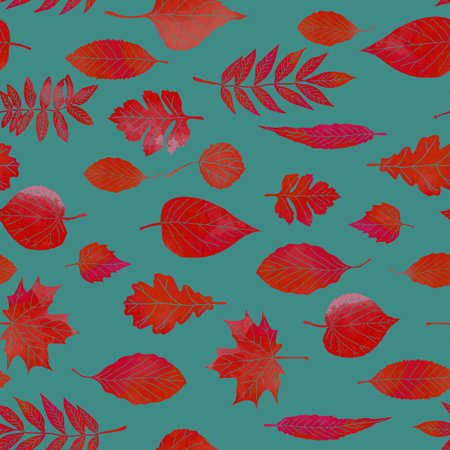 Watercolor autumn leaves seamless pattern, paint stains. vectorのイラスト素材