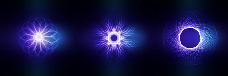 Set of Sacred geometry, abstract luminous background. Vector digital graphics for brochure, website, flyer, print, poster, other designのイラスト素材