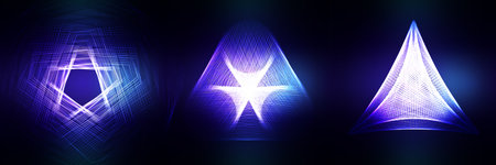 Set of Sacred geometry, abstract luminous background. Vector digital graphics for brochure, website, flyer, print, poster, other designのイラスト素材