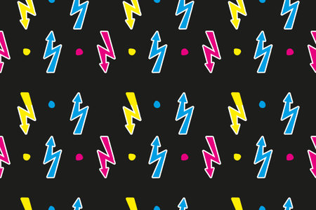 Seamless pattern with zippers. Drawing by hand, children's drawing. Stylish abstract background. Bright, colorful drawing. vector illustrationのイラスト素材