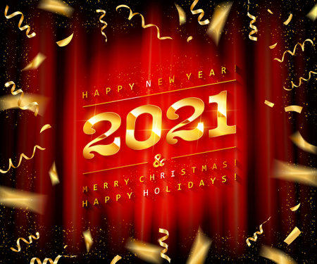 Happy New Year card 2021. Vector illustrationのイラスト素材