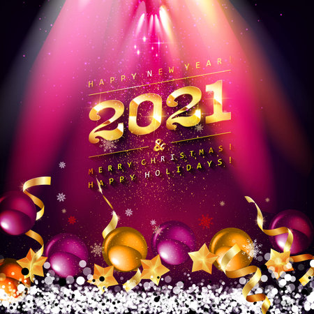 2021 Happy New Year Background for your Seasonal Flyers and Greetings Card or Christmas themed invitationsのイラスト素材