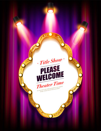 Cinema and theater Retro Now Coming Sign. vector illustrationのイラスト素材