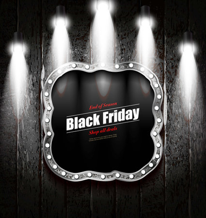 black friday sale background. Silver banner in retro style. vector illustrationのイラスト素材