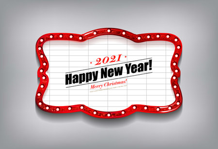 Blank Cinema Billboard Vector Design. New Year marquee 2021のイラスト素材