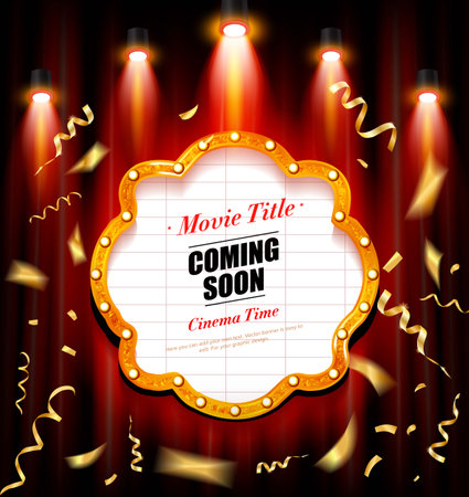 Retro banners on the color curtain background. vector illustrationのイラスト素材