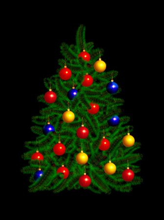 Wnter, holidays, decoration concept - beautiful decorated christmas tree over black background. vector illustrationのイラスト素材