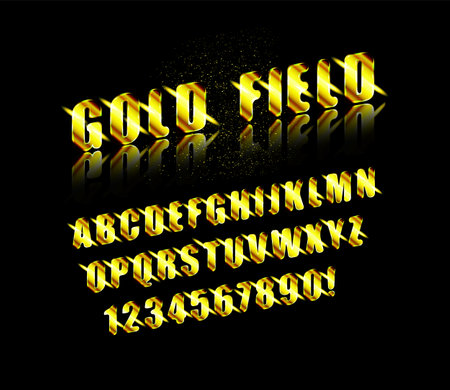 Vector illustration of golden alphabet. Art Deco style.のイラスト素材