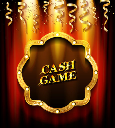 cash games. Gold frame, Banner Vector illustrationのイラスト素材