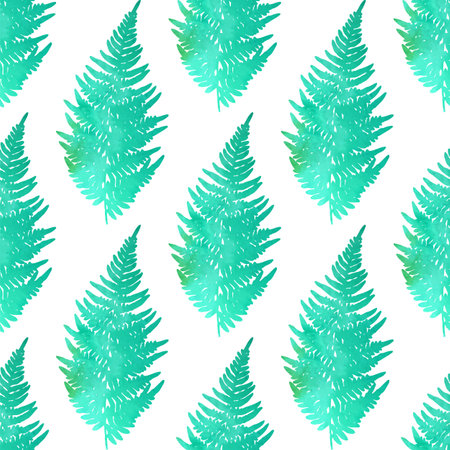 Seamless pattern of watercolor ferns. vector illustrationのイラスト素材