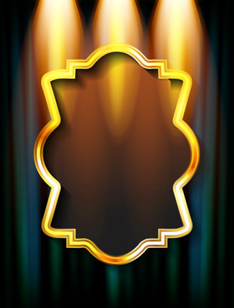 Frame on the background of a dark curtain in searchlights. vector illustrationのイラスト素材