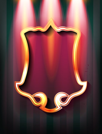 Frame on the background of a dark curtain in searchlights. vector illustrationのイラスト素材
