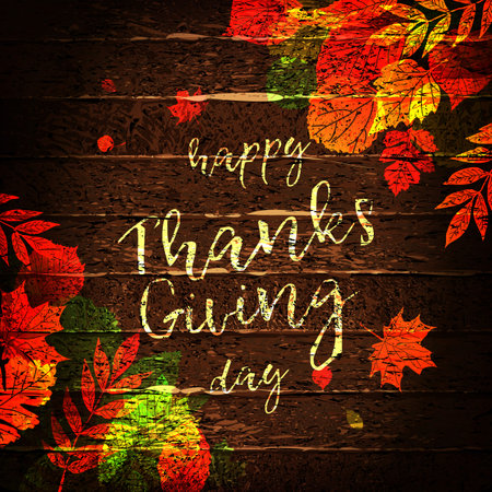 Thanksgiving celebration traditional dinner setting meal concept with Happy Thanksgiving text. vector illustrationのイラスト素材