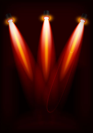 Scene illumination, transparent effects on a plain dark background. Bright lighting with spotlights.のイラスト素材