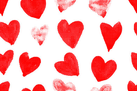 Vector Seamless pattern with red watercolor hearts. background romantic design. Happy Valentine's...