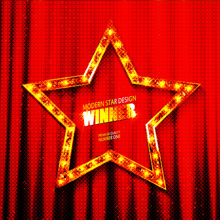 Star retro light sign. vintage style banner. vector illustration.のイラスト素材