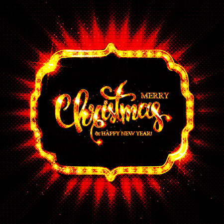 Christmas bright background. Retro Christmas light sign. vector illustration.のイラスト素材