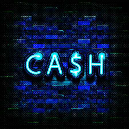 Neon sign cash back with brick wall background vector illustrationのイラスト素材