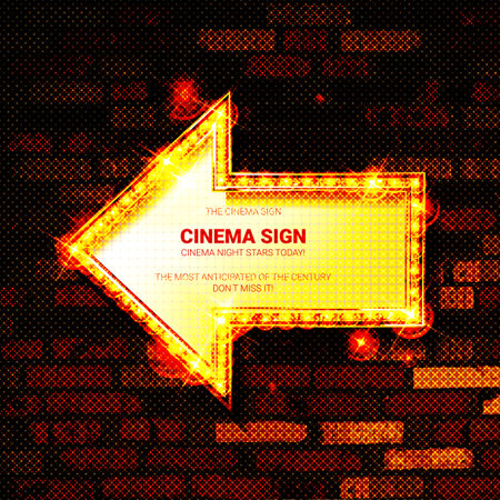 Retro Lightbox in Arrow Shape Template With Red Border. vector illustrationのイラスト素材