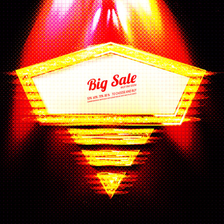 Light sign over transparent background. Retro banner with bulbs. Light banner, vintage billboard or bright signboard. Cinema or theater lightbox for ads. Illuminated marquee poster case or frame.のイラスト素材