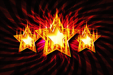 Three stars of light bulbs. Elements of decor in the form of stars.. Vector illustration