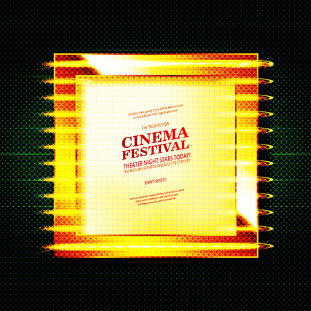 Vector realistic 3d volumetric background on marquee mirror lit up with electric bulbs featuring sample text. Retro looking presentation design element square frame glowing with lampsのイラスト素材