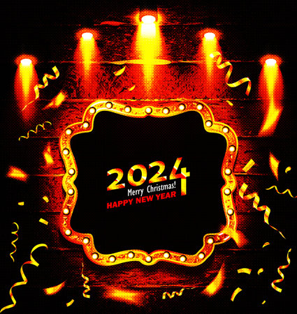A sign with a happy new year 2024 Merry Christmas and a happy new year banner. Vector template designのイラスト素材