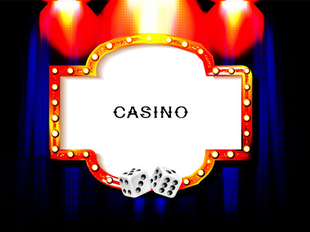 Casino frame label, falling ribbons winner. Vector illustrationのイラスト素材