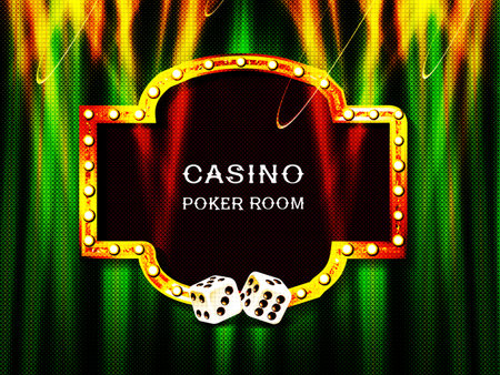 Poker casino poster logo template design. Royal golden poker room design template. Vector illustrationのイラスト素材