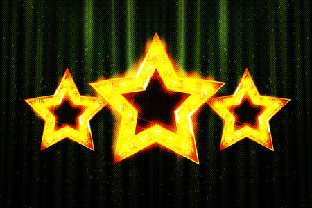 Three stars of light bulbs. Elements of decor in the form of stars. Vector illustrationのイラスト素材
