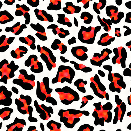 Leopard pattern design funny drawing seamless pattern. Lettering poster or t-shirt textile graphic design wallpaper, wrapping paper.のイラスト素材