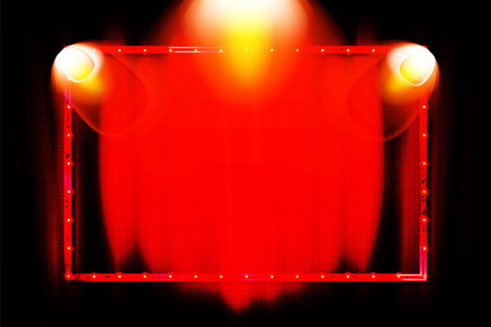 Shining blue retro billboard with space for text red background. Vector illustrationのイラスト素材