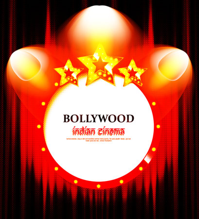 Bright Hollywood sign with a retro billboard. Movie banner or poster in retro style. Vector illustration.のイラスト素材