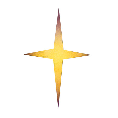 A yellow watercolor star isolated on a white background. Illustration of the night sky, astronomy. Halloween collection. Hand drawn. Magical. Suitable for invitations, posters, postcards, wrappingの写真素材