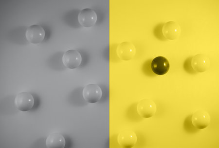 Collage on the theme of the Color of the Year - Illuminating and Gray