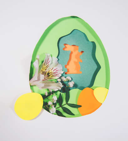 Design for the holiday Happy Easter. Paper artの写真素材