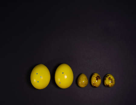 Easter eggs on black backgroundの写真素材