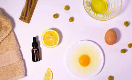 Cosmetic product. Natural ingredients for the preparation of the hair maskの写真素材