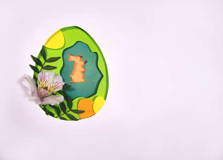 Design for the holiday Happy Easter. Paper artの写真素材