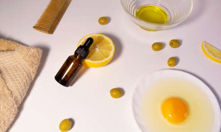 Cosmetic product. Natural ingredients for the preparation of the hair maskの写真素材
