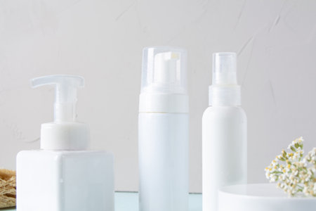 Cosmetic bottle with gel and a scrub to cleanse the skin, spa and aromatherapy. Beauty and wellness...