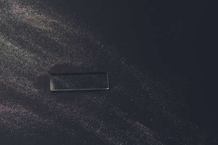 Laboratory glass on dark background with sparkle for researchの写真素材