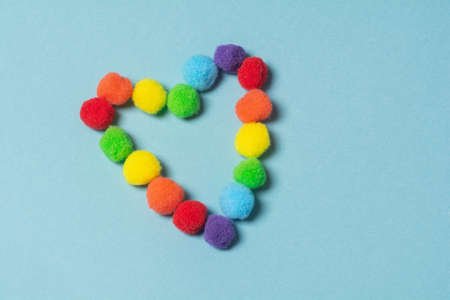 Heart of rainbow color from fluffy circles. Background for holiday valentine's day. LGBT concept. Movement for equal rightsの写真素材