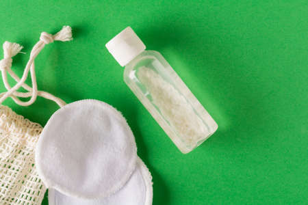 Rice water skin care product and eco friendly accessories . Holistic beauty concept, fermented beauty care trendの写真素材