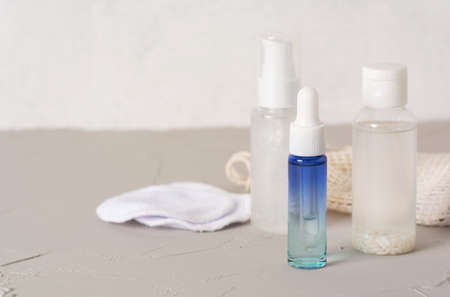 Rice water skin care products. Holistic beauty concept, fermented beauty care trendの写真素材