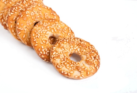 Sesame cakes on white backgroundの写真素材