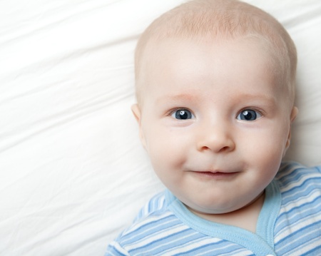 face of little happy boy  view from aboveの写真素材